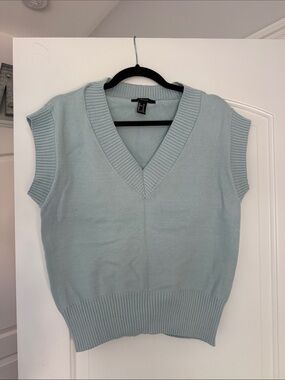 Forever 21 Light Blue V-Neck Sleeveless Sweater Vest